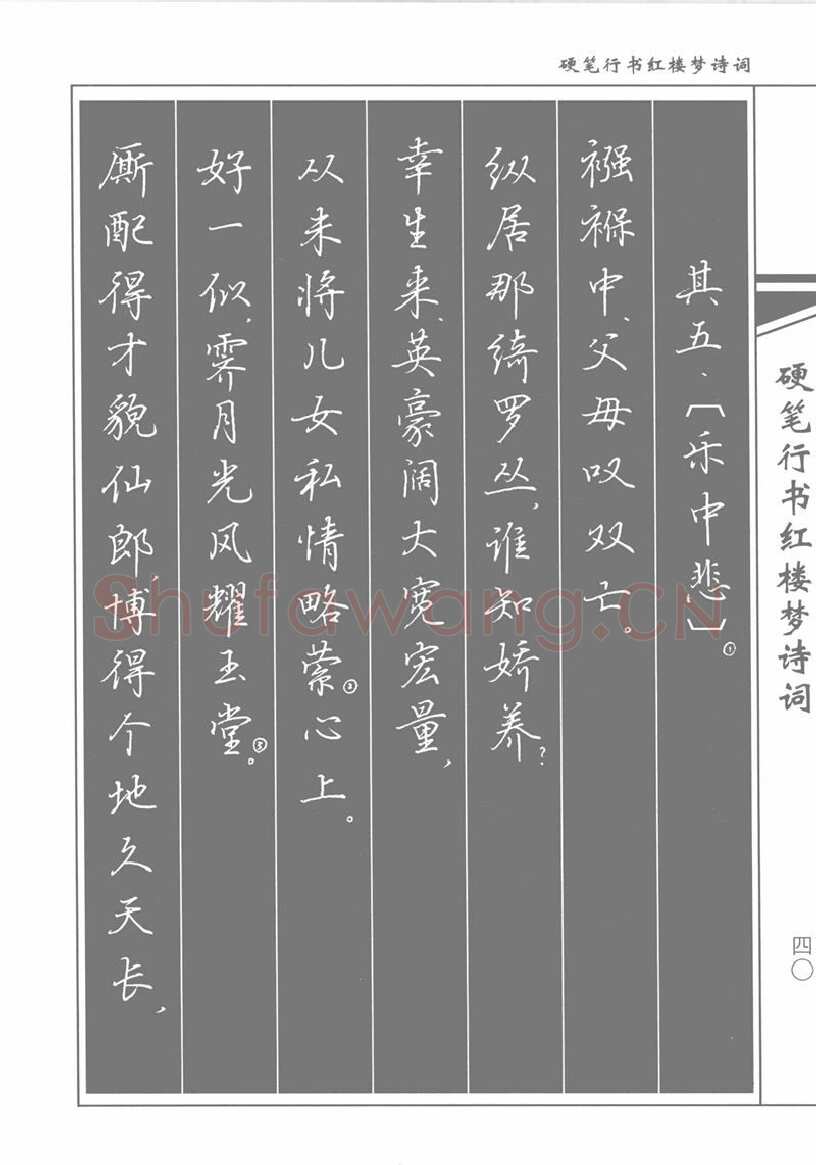 吴玉生硬笔行书字帖,摘自吴玉生硬笔行书红楼梦诗词