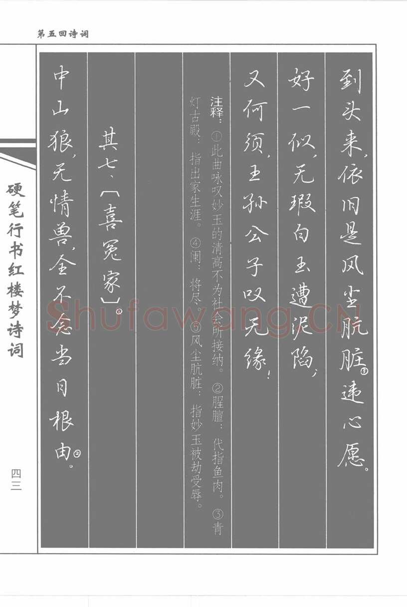 吴玉生硬笔行书字帖,摘自吴玉生硬笔行书红楼梦诗词