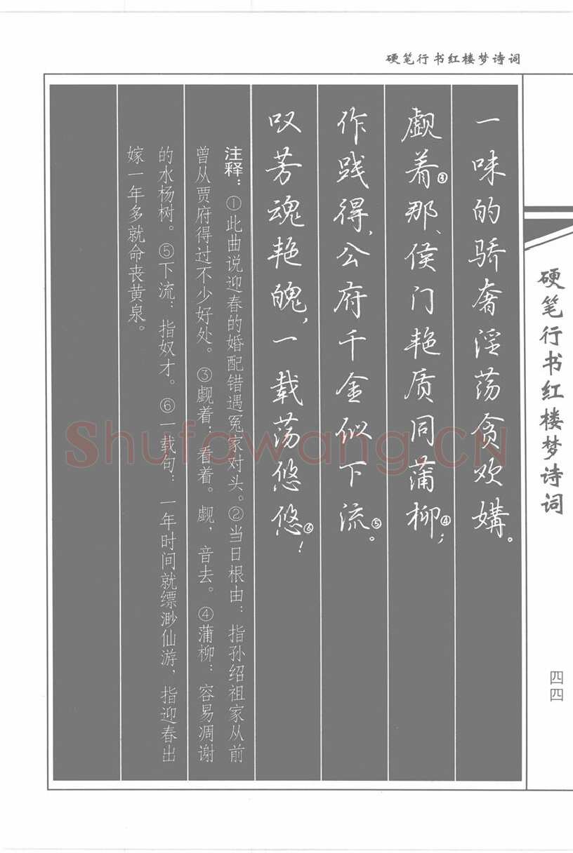 吴玉生硬笔行书字帖,摘自吴玉生硬笔行书红楼梦诗词