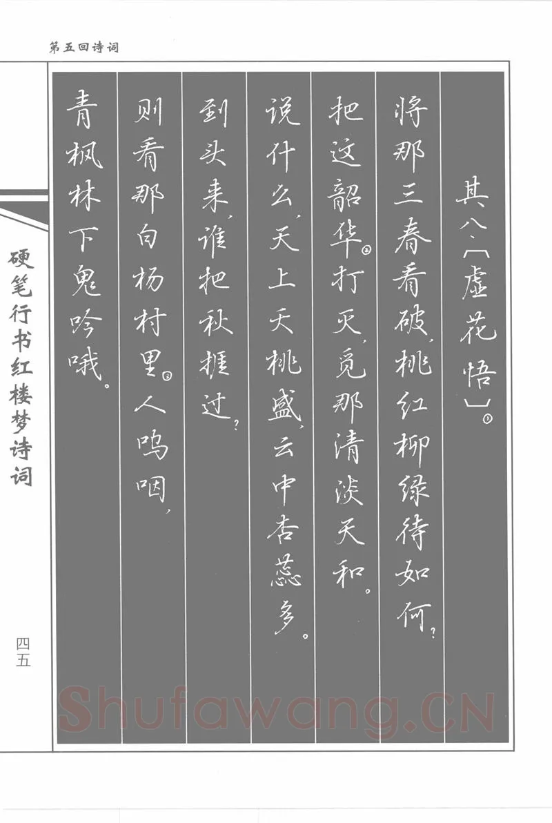 吴玉生硬笔行书字帖,摘自吴玉生硬笔行书红楼梦诗词
