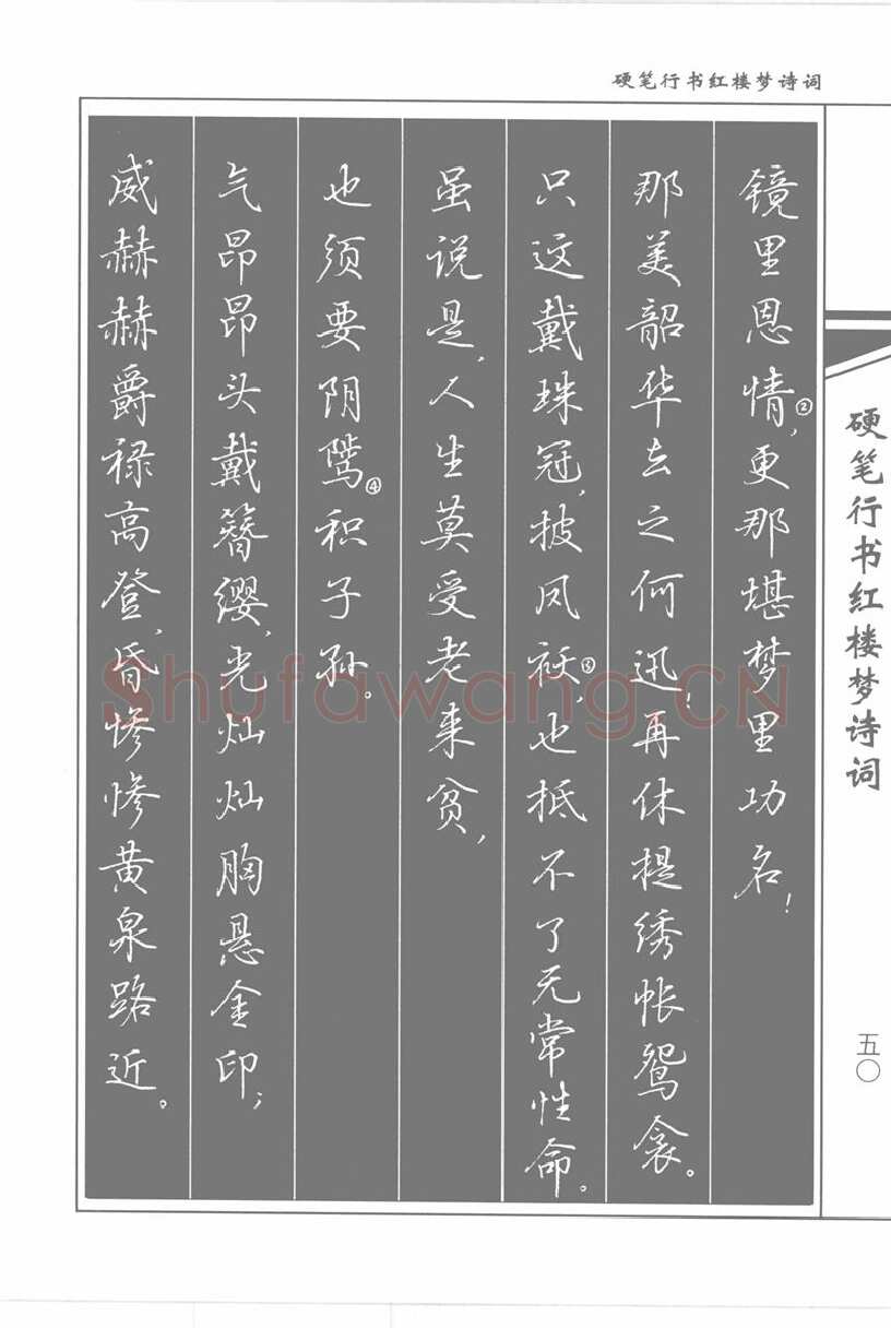 吴玉生硬笔行书字帖,摘自吴玉生硬笔行书红楼梦诗词