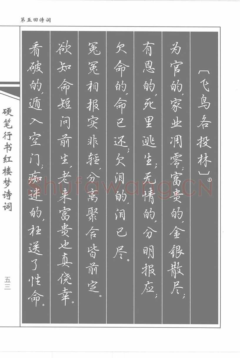 吴玉生硬笔行书字帖,摘自吴玉生硬笔行书红楼梦诗词