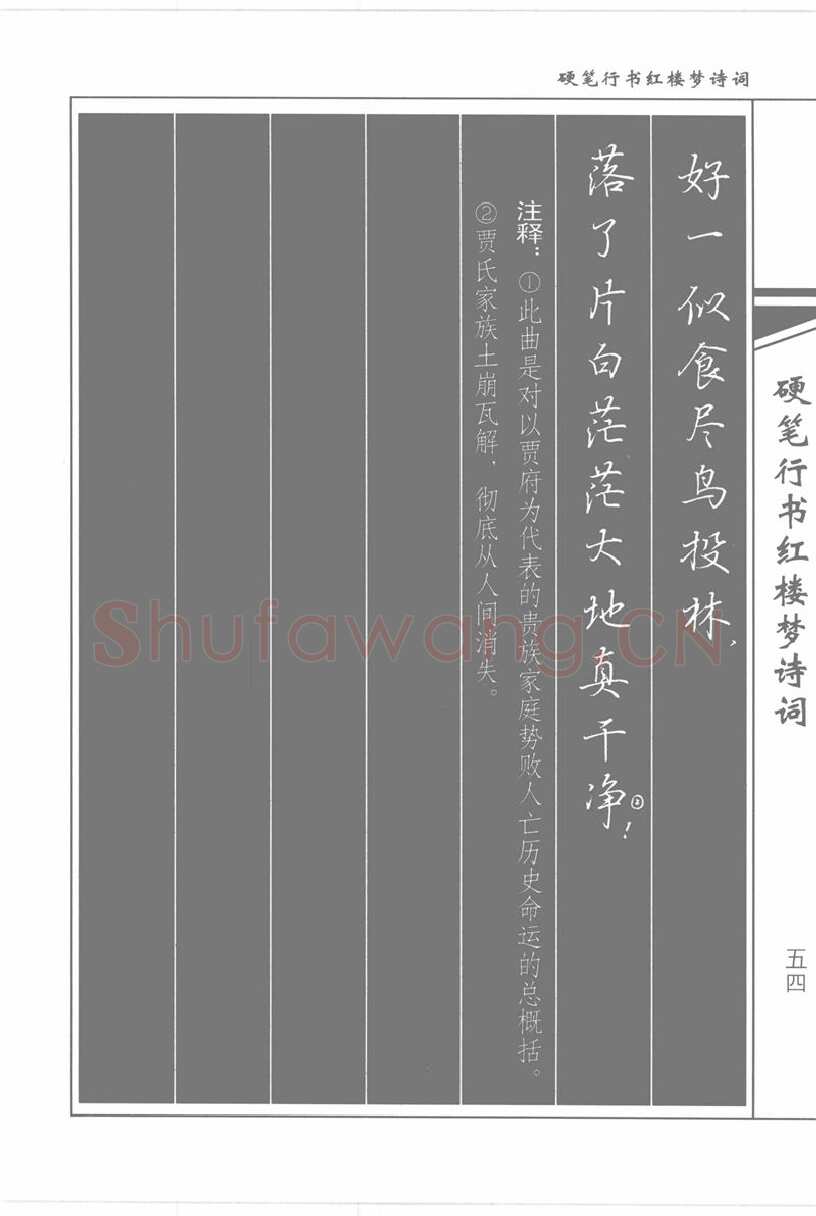 吴玉生硬笔行书字帖,摘自吴玉生硬笔行书红楼梦诗词