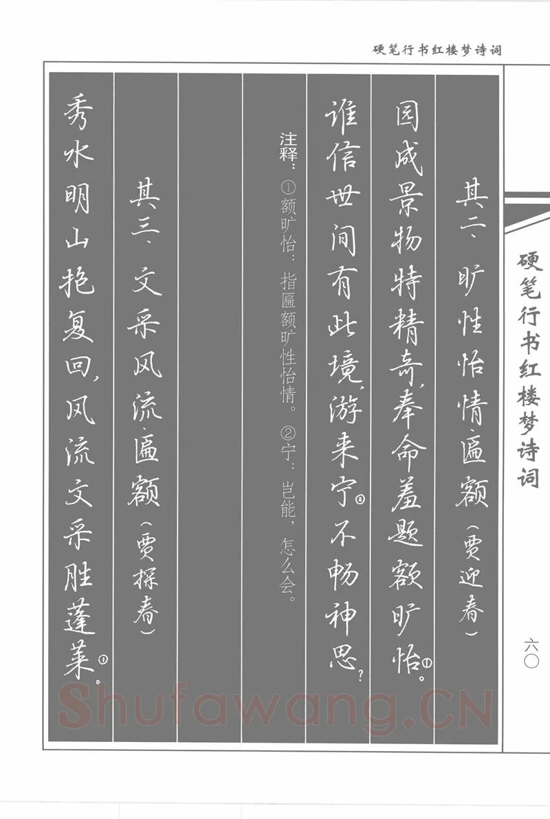 吴玉生硬笔行书字帖,摘自吴玉生硬笔行书红楼梦诗词