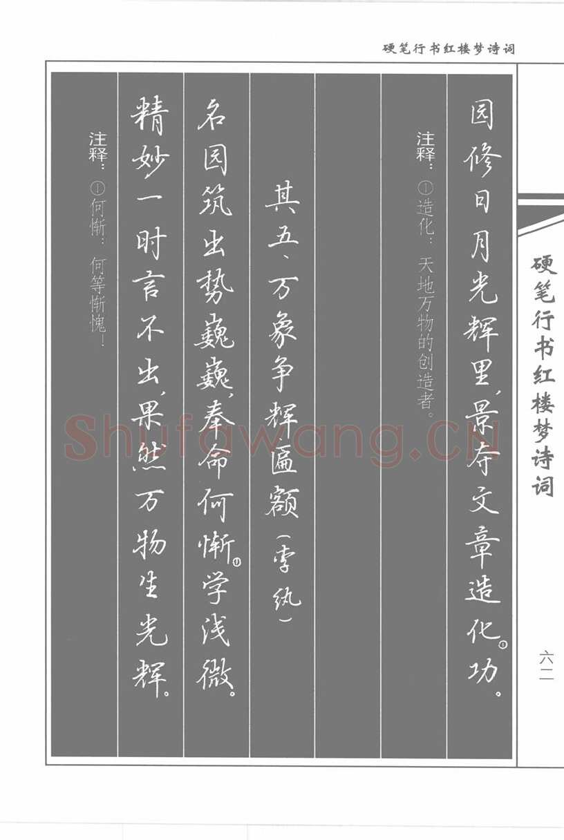 吴玉生硬笔行书字帖,摘自吴玉生硬笔行书红楼梦诗词