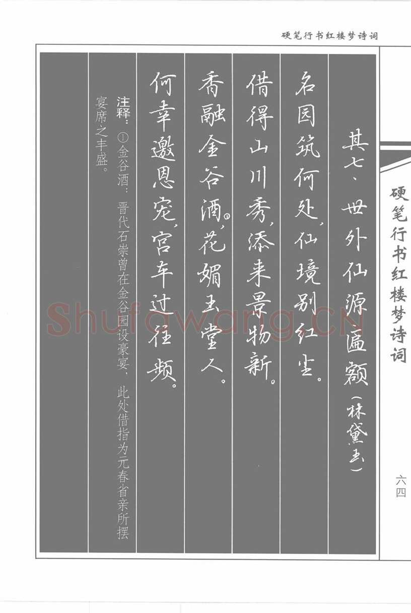 吴玉生硬笔行书字帖,摘自吴玉生硬笔行书红楼梦诗词