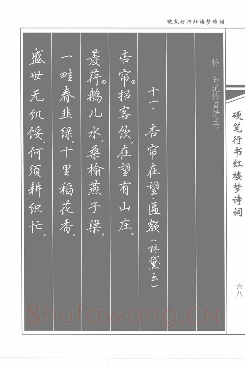 吴玉生硬笔行书字帖,摘自吴玉生硬笔行书红楼梦诗词
