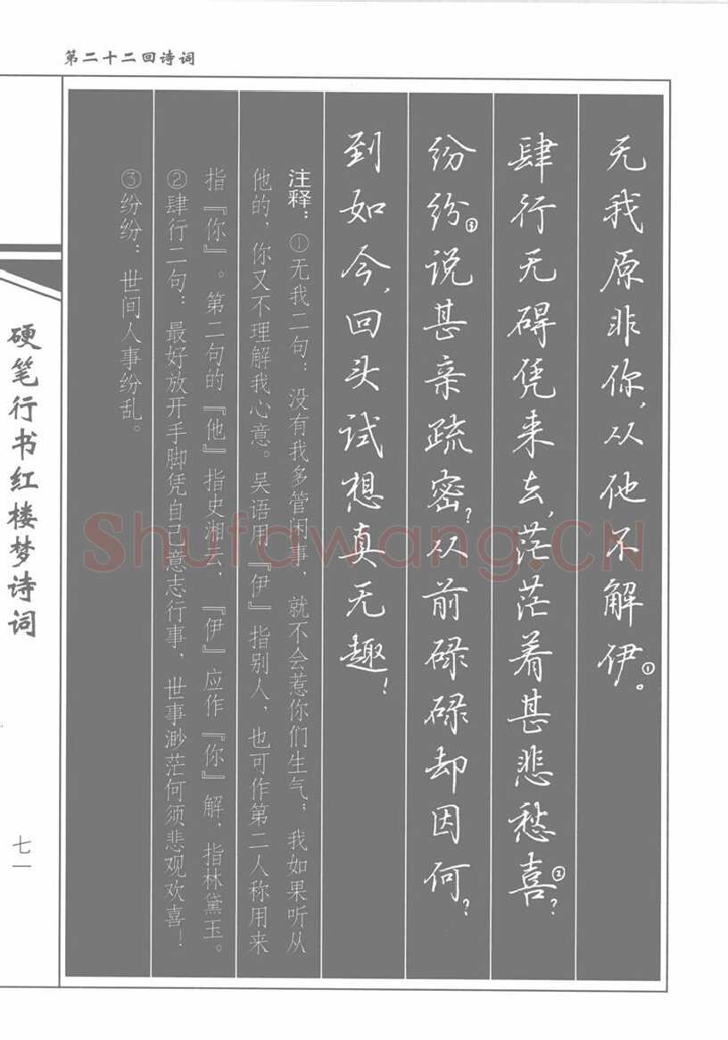 吴玉生硬笔行书字帖,摘自吴玉生硬笔行书红楼梦诗词