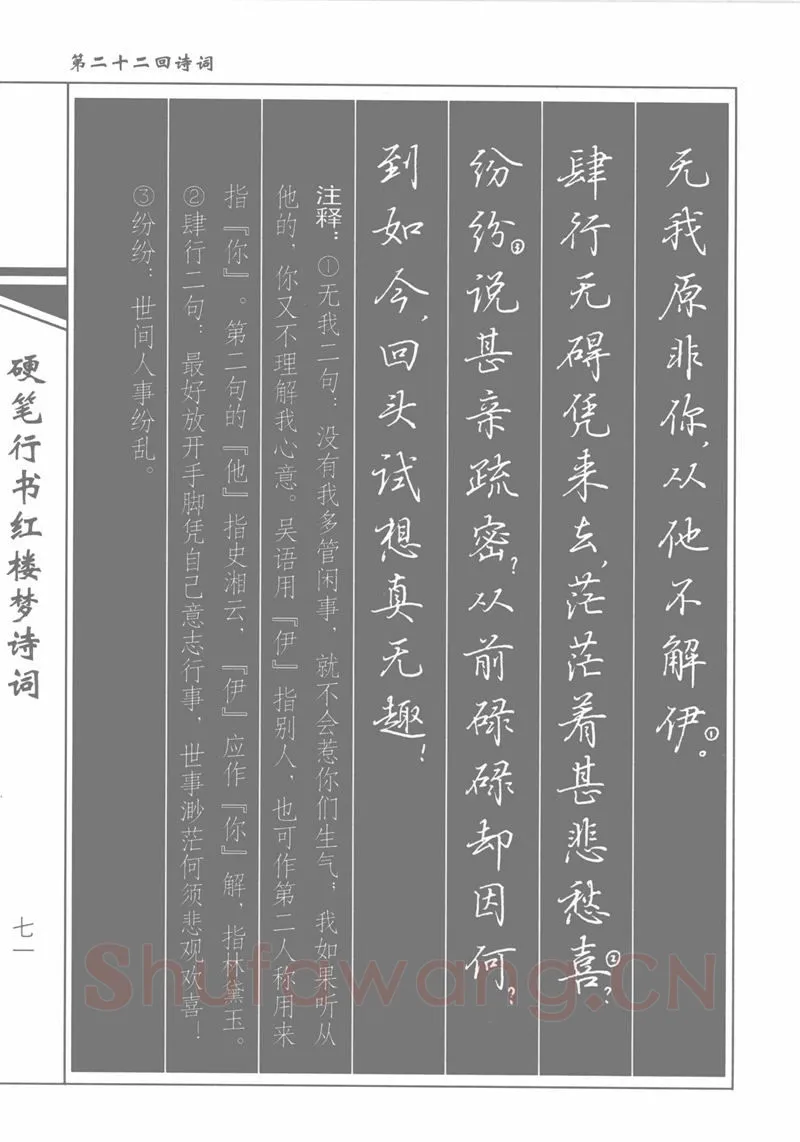 吴玉生硬笔行书字帖,摘自吴玉生硬笔行书红楼梦诗词