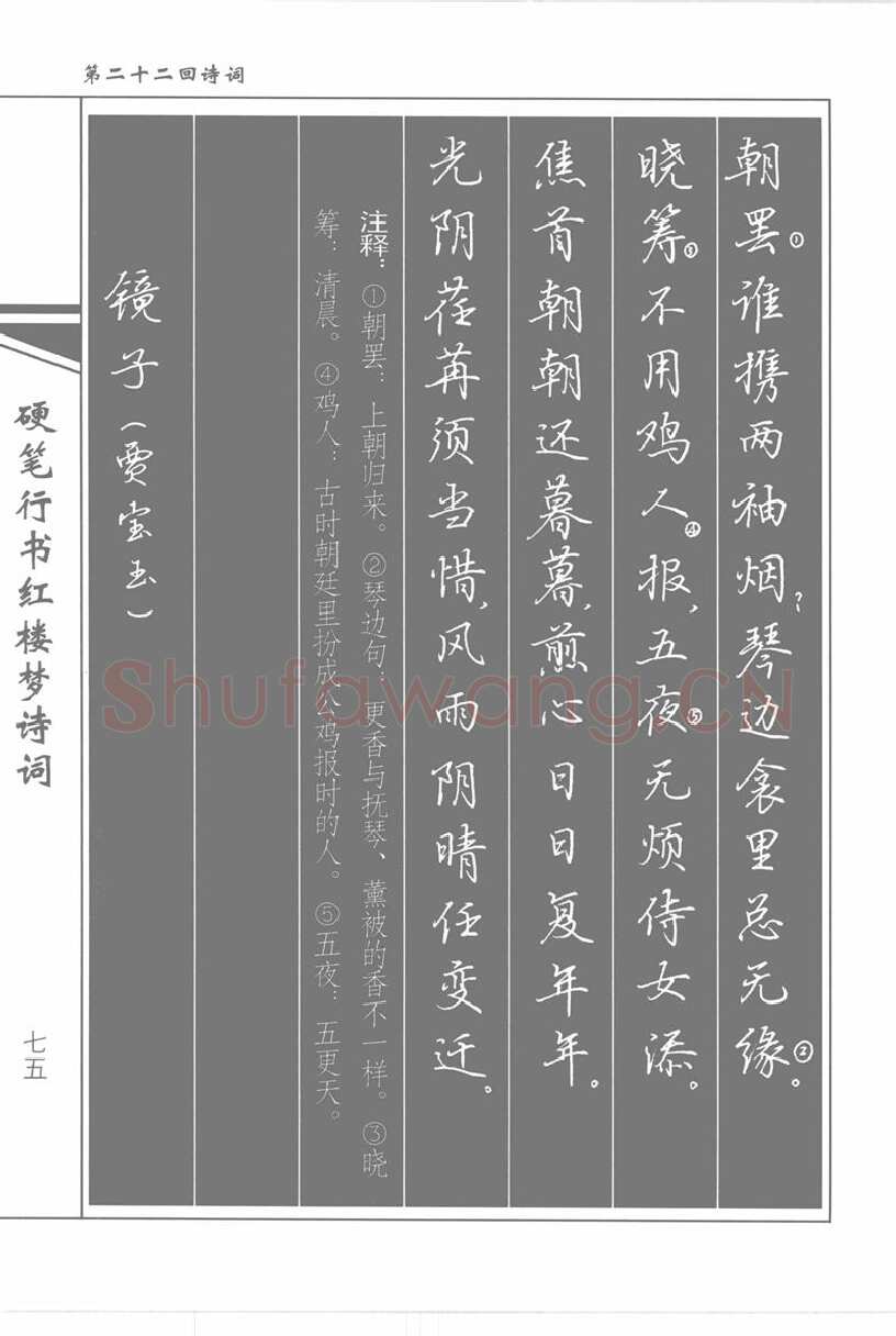 吴玉生硬笔行书字帖,摘自吴玉生硬笔行书红楼梦诗词