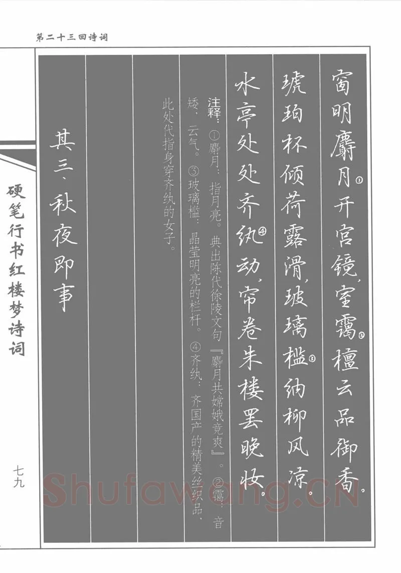 吴玉生硬笔行书字帖,摘自吴玉生硬笔行书红楼梦诗词