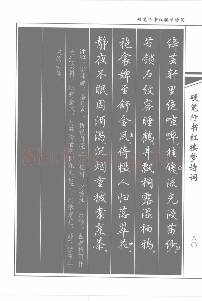 吴玉生硬笔行书字帖,摘自吴玉生硬笔行书红楼梦诗词