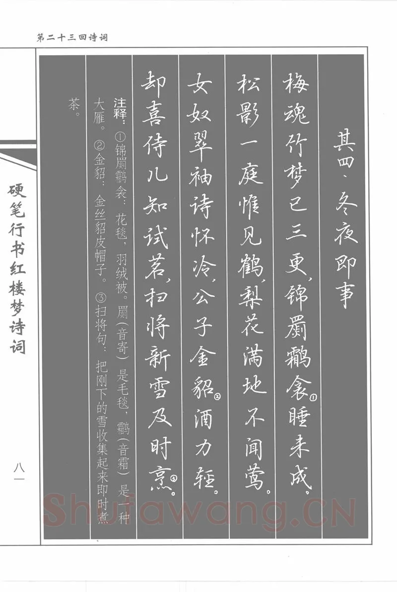 吴玉生硬笔行书字帖,摘自吴玉生硬笔行书红楼梦诗词