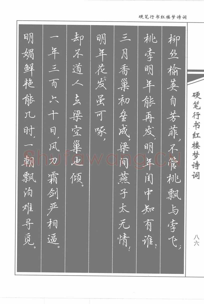 吴玉生硬笔行书字帖,摘自吴玉生硬笔行书红楼梦诗词