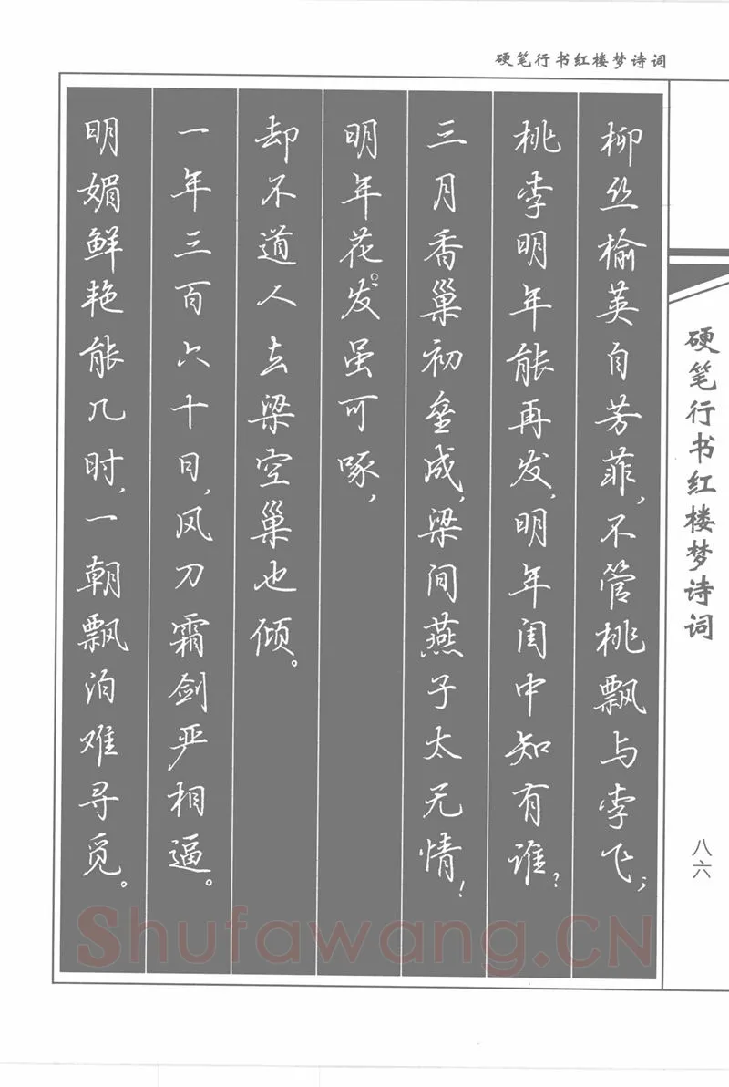 吴玉生硬笔行书字帖,摘自吴玉生硬笔行书红楼梦诗词