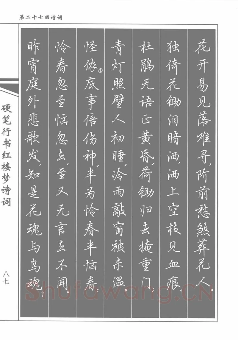 吴玉生硬笔行书字帖,摘自吴玉生硬笔行书红楼梦诗词