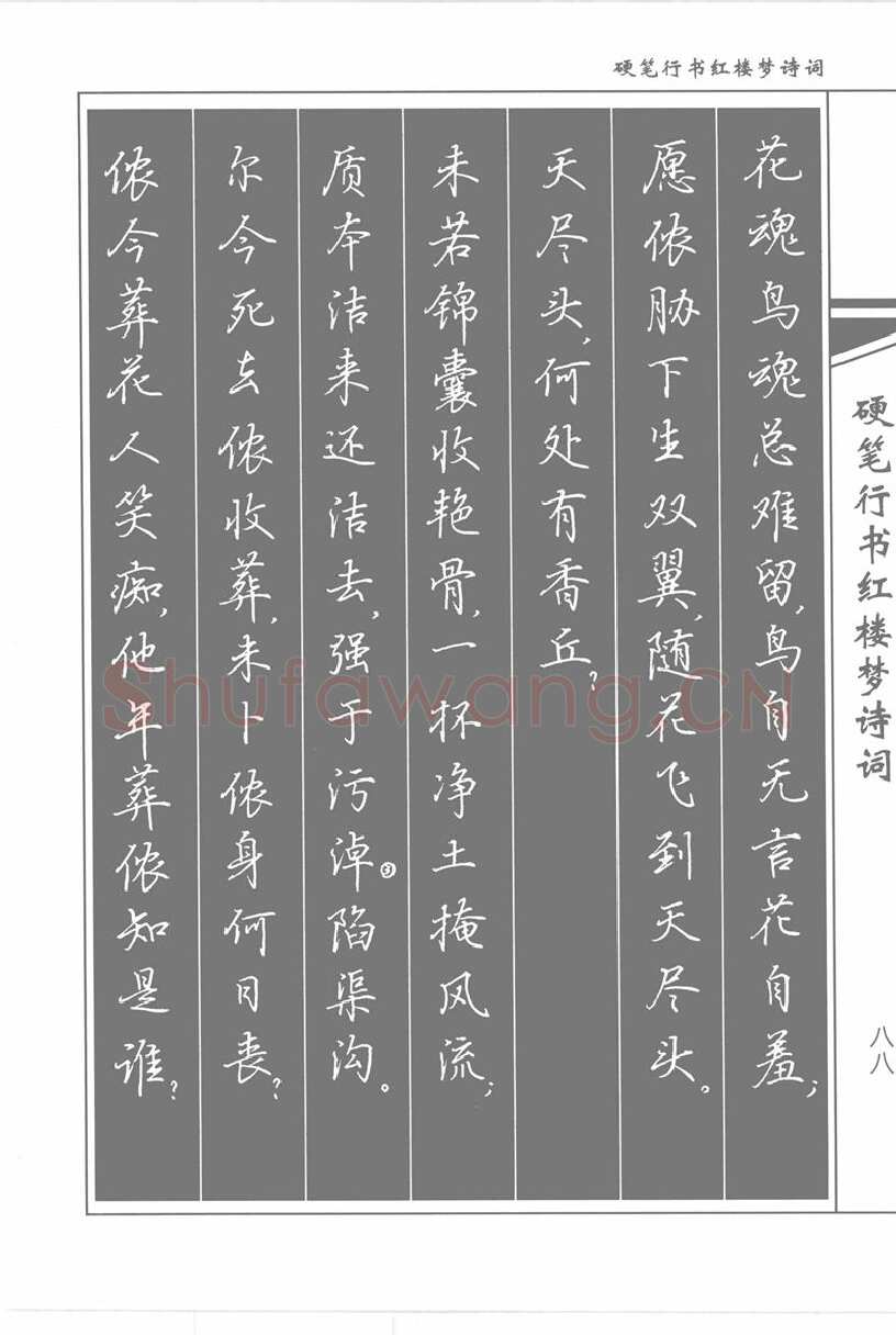 吴玉生硬笔行书字帖,摘自吴玉生硬笔行书红楼梦诗词