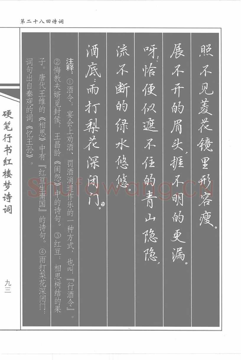 吴玉生硬笔行书字帖,摘自吴玉生硬笔行书红楼梦诗词