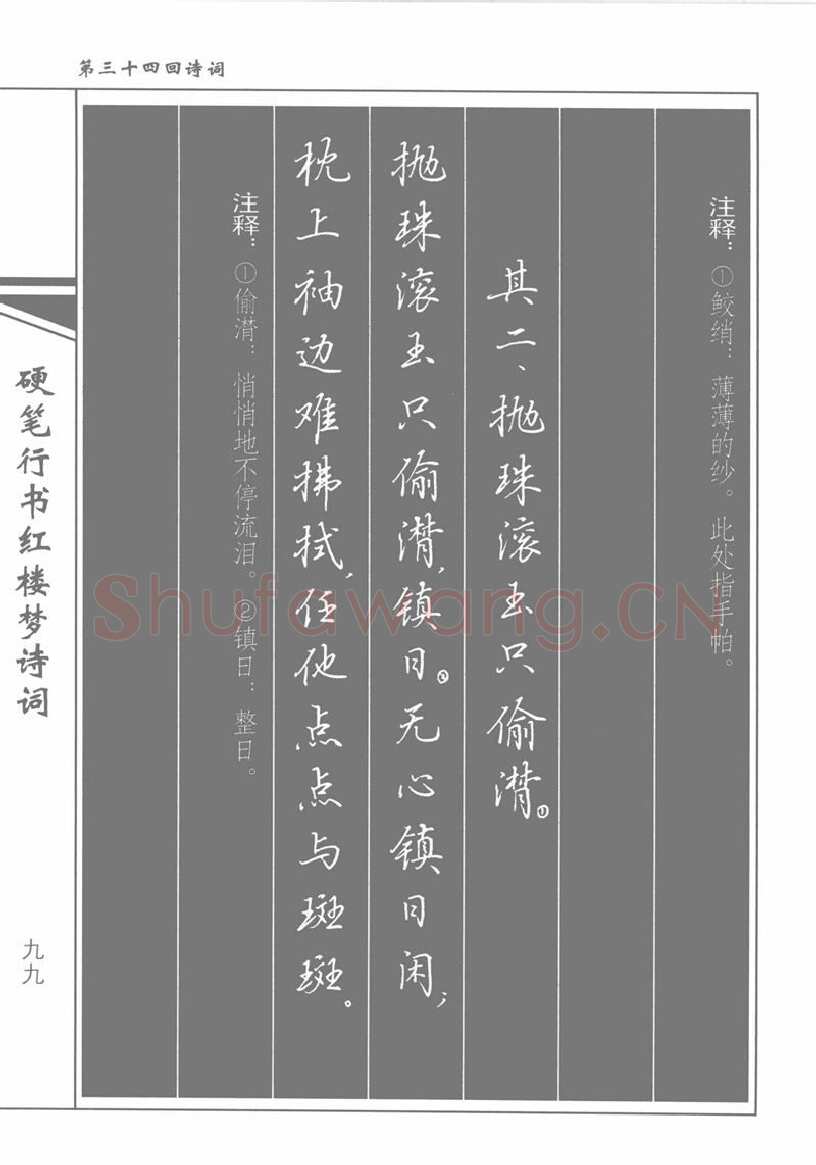 吴玉生硬笔行书字帖,摘自吴玉生硬笔行书红楼梦诗词