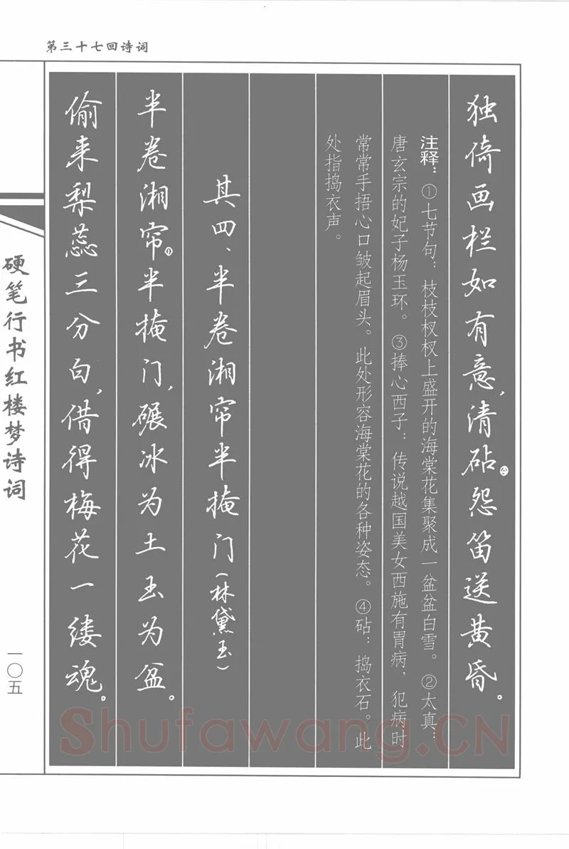 吴玉生硬笔行书字帖,摘自吴玉生硬笔行书红楼梦诗词