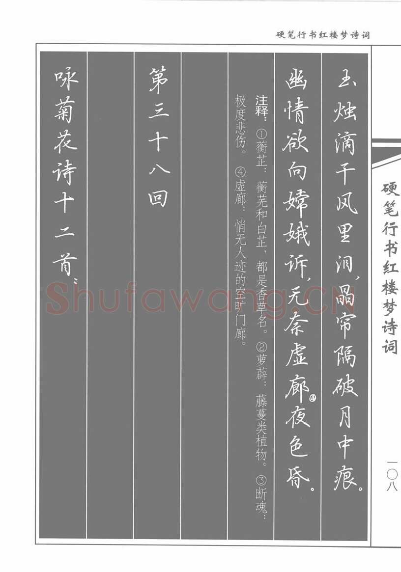 吴玉生硬笔行书字帖,摘自吴玉生硬笔行书红楼梦诗词