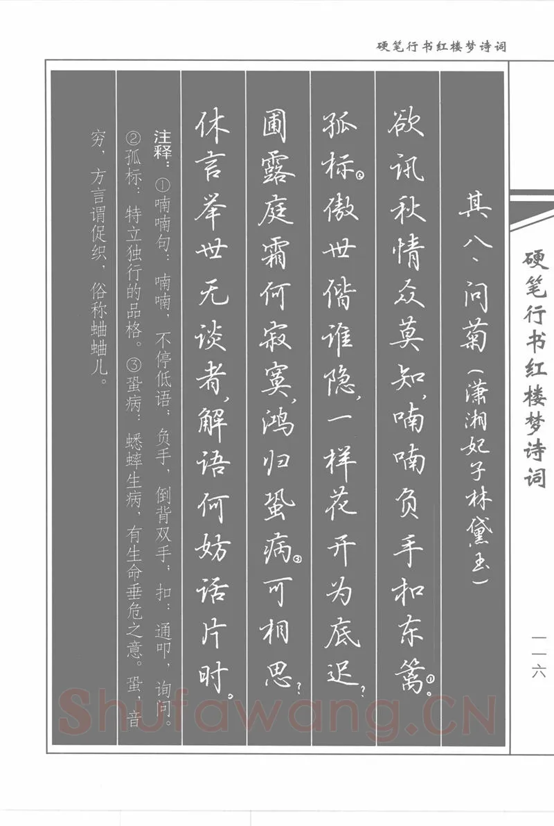 吴玉生硬笔行书字帖,摘自吴玉生硬笔行书红楼梦诗词