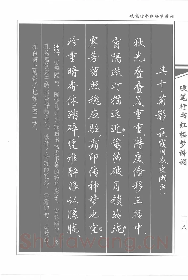 吴玉生硬笔行书字帖,摘自吴玉生硬笔行书红楼梦诗词