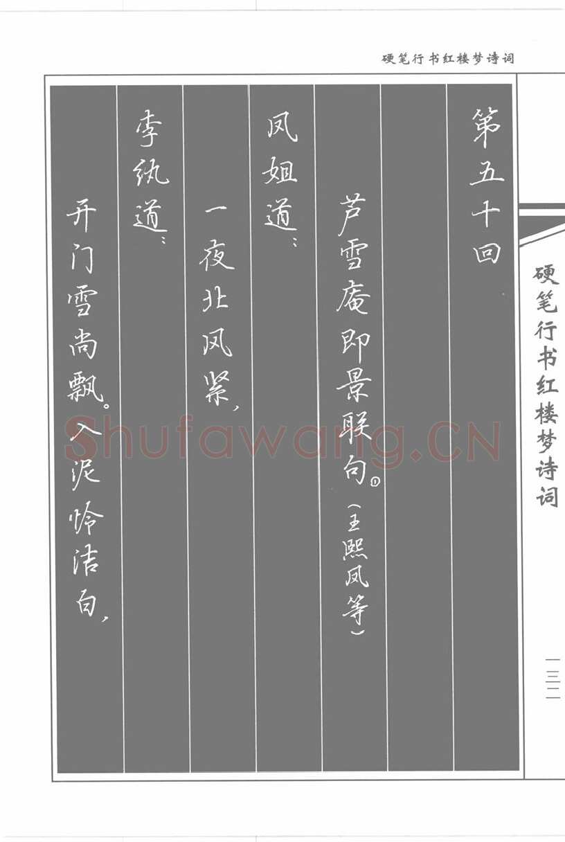 吴玉生硬笔行书字帖,摘自吴玉生硬笔行书红楼梦诗词