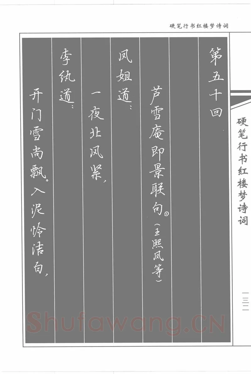 吴玉生硬笔行书字帖,摘自吴玉生硬笔行书红楼梦诗词