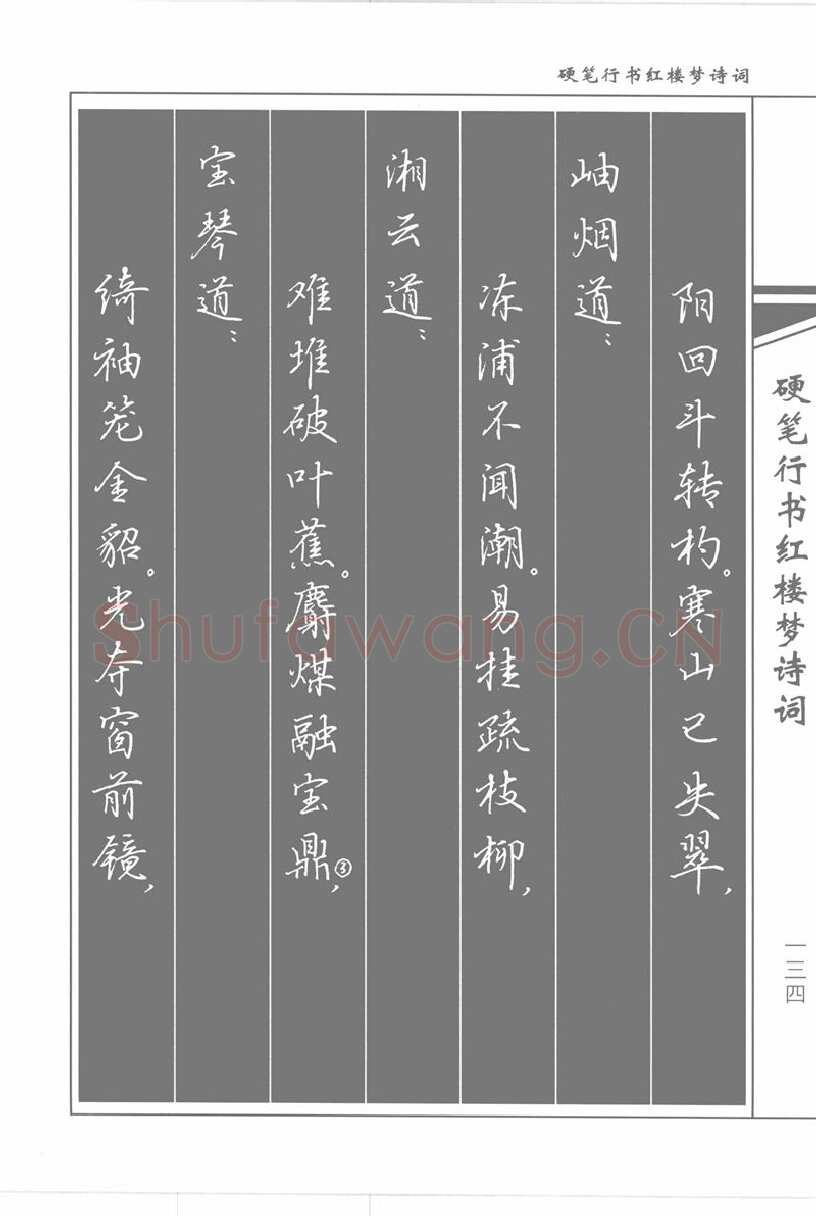 吴玉生硬笔行书字帖,摘自吴玉生硬笔行书红楼梦诗词