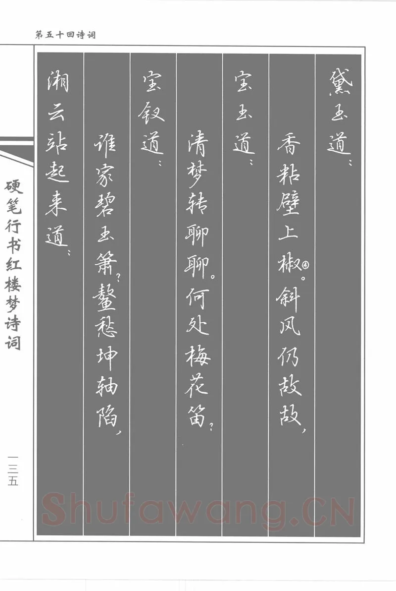 吴玉生硬笔行书字帖,摘自吴玉生硬笔行书红楼梦诗词