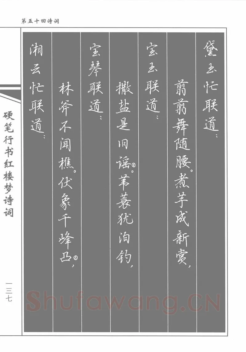 吴玉生硬笔行书字帖,摘自吴玉生硬笔行书红楼梦诗词