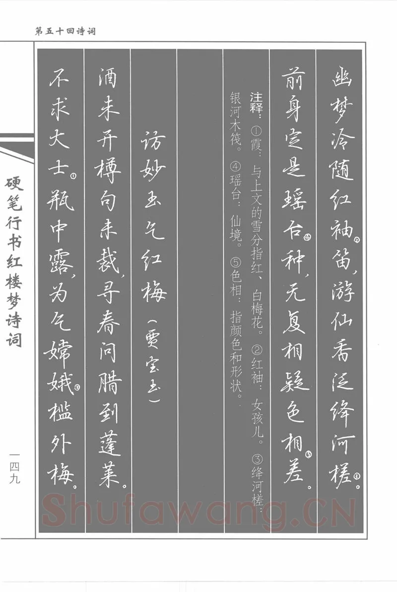 吴玉生硬笔行书字帖,摘自吴玉生硬笔行书红楼梦诗词