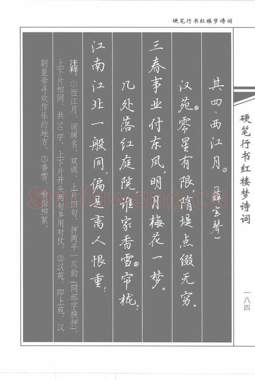 吴玉生硬笔行书字帖,摘自吴玉生硬笔行书红楼梦诗词