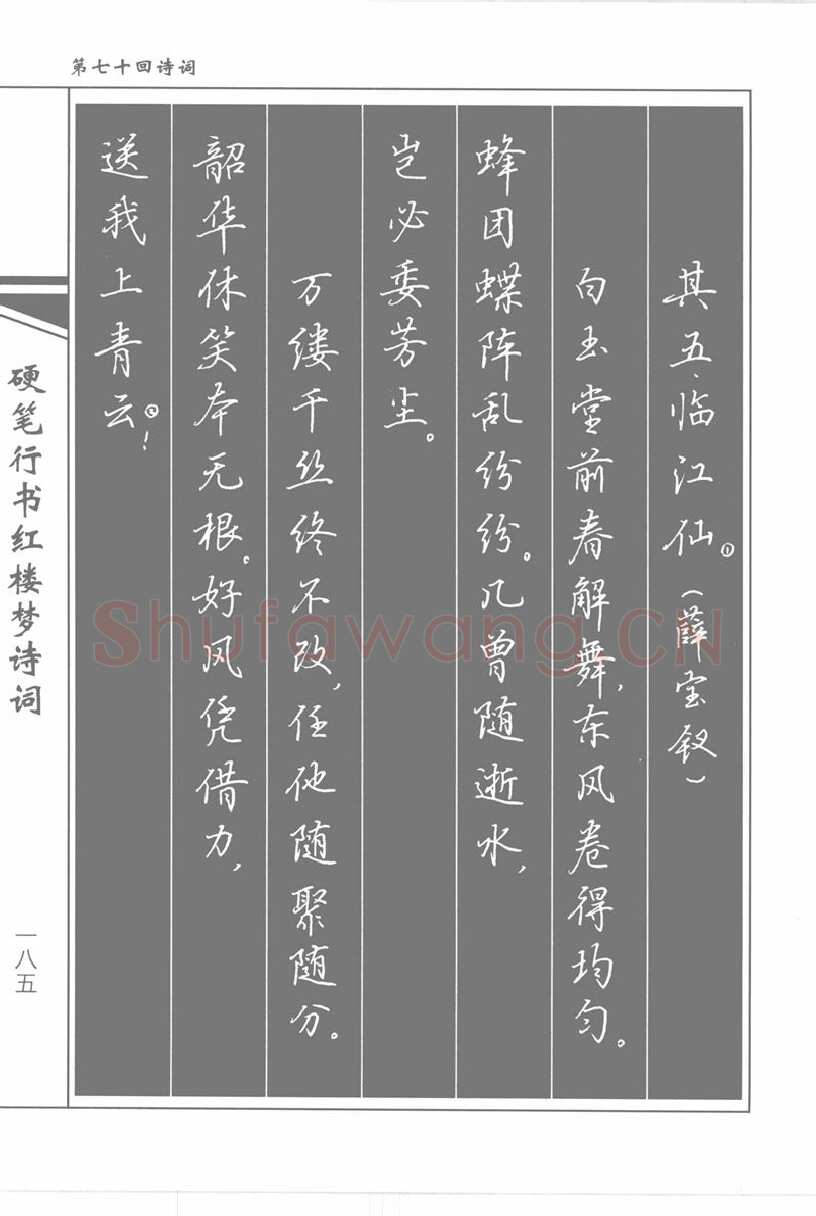 吴玉生硬笔行书字帖,摘自吴玉生硬笔行书红楼梦诗词