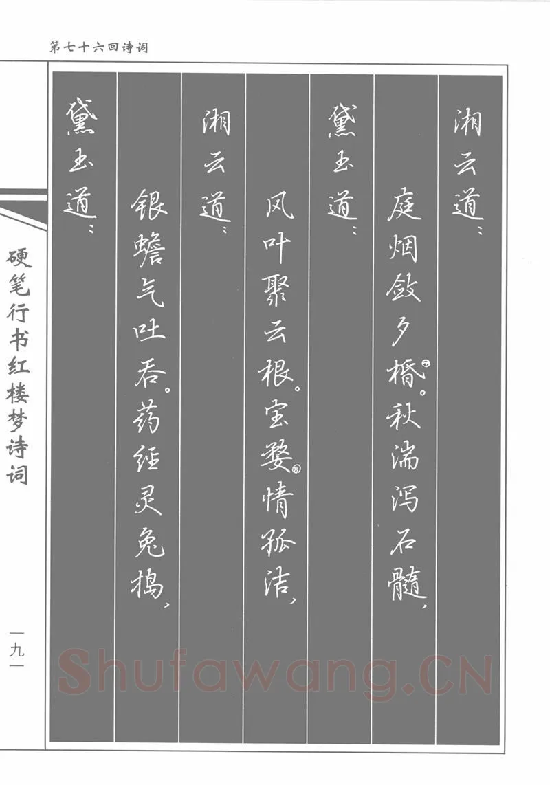 吴玉生硬笔行书字帖,摘自吴玉生硬笔行书红楼梦诗词
