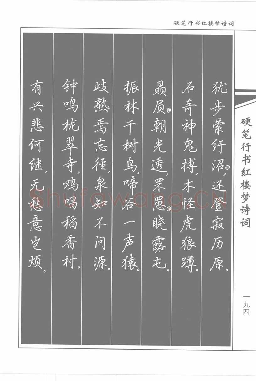 吴玉生硬笔行书字帖,摘自吴玉生硬笔行书红楼梦诗词