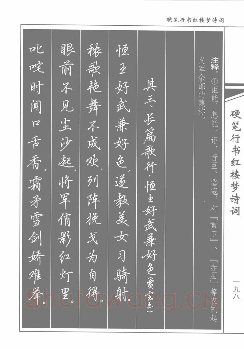 吴玉生硬笔行书字帖,摘自吴玉生硬笔行书红楼梦诗词