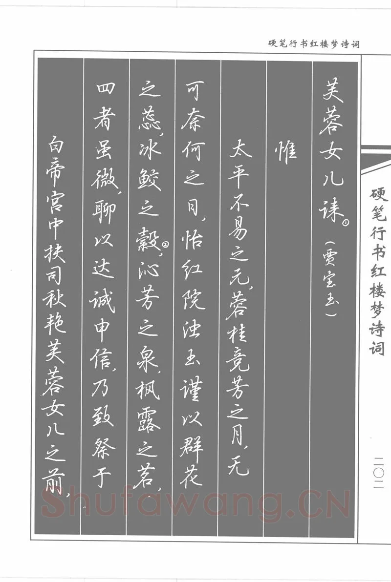 吴玉生硬笔行书字帖,摘自吴玉生硬笔行书红楼梦诗词