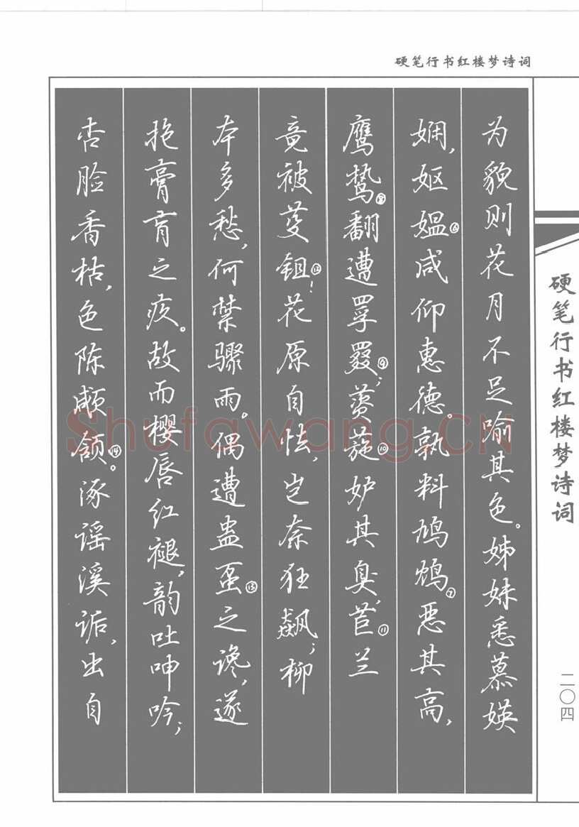 吴玉生硬笔行书字帖,摘自吴玉生硬笔行书红楼梦诗词