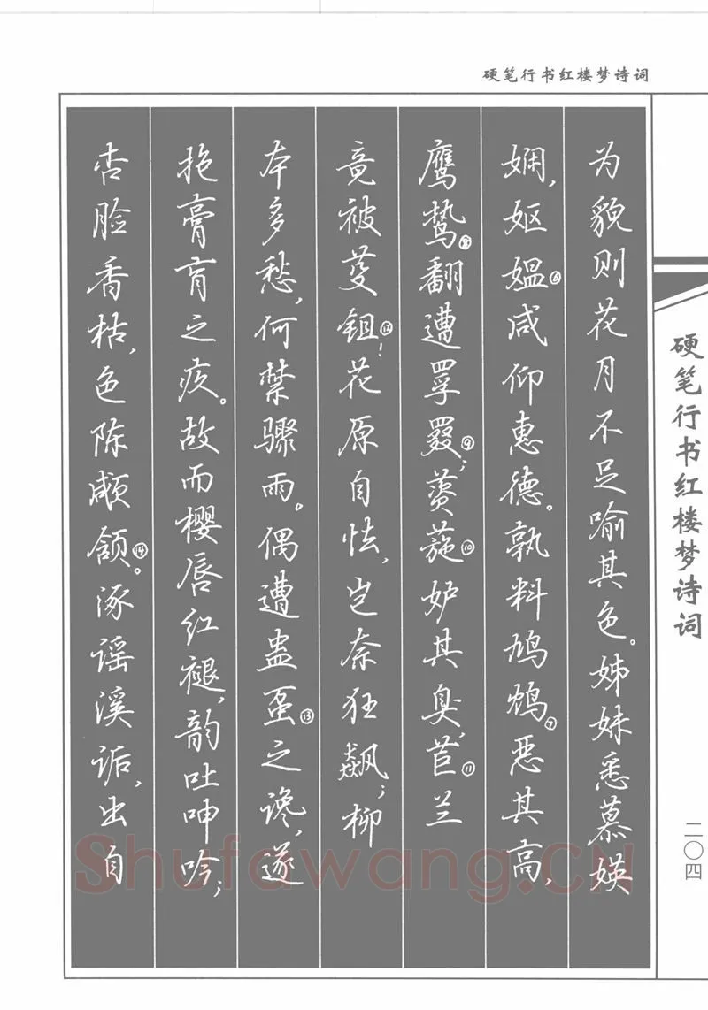 吴玉生硬笔行书字帖,摘自吴玉生硬笔行书红楼梦诗词