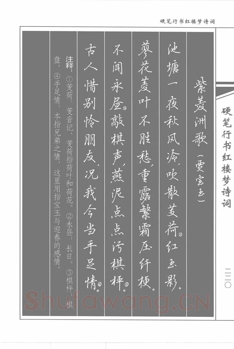 吴玉生硬笔行书字帖,摘自吴玉生硬笔行书红楼梦诗词