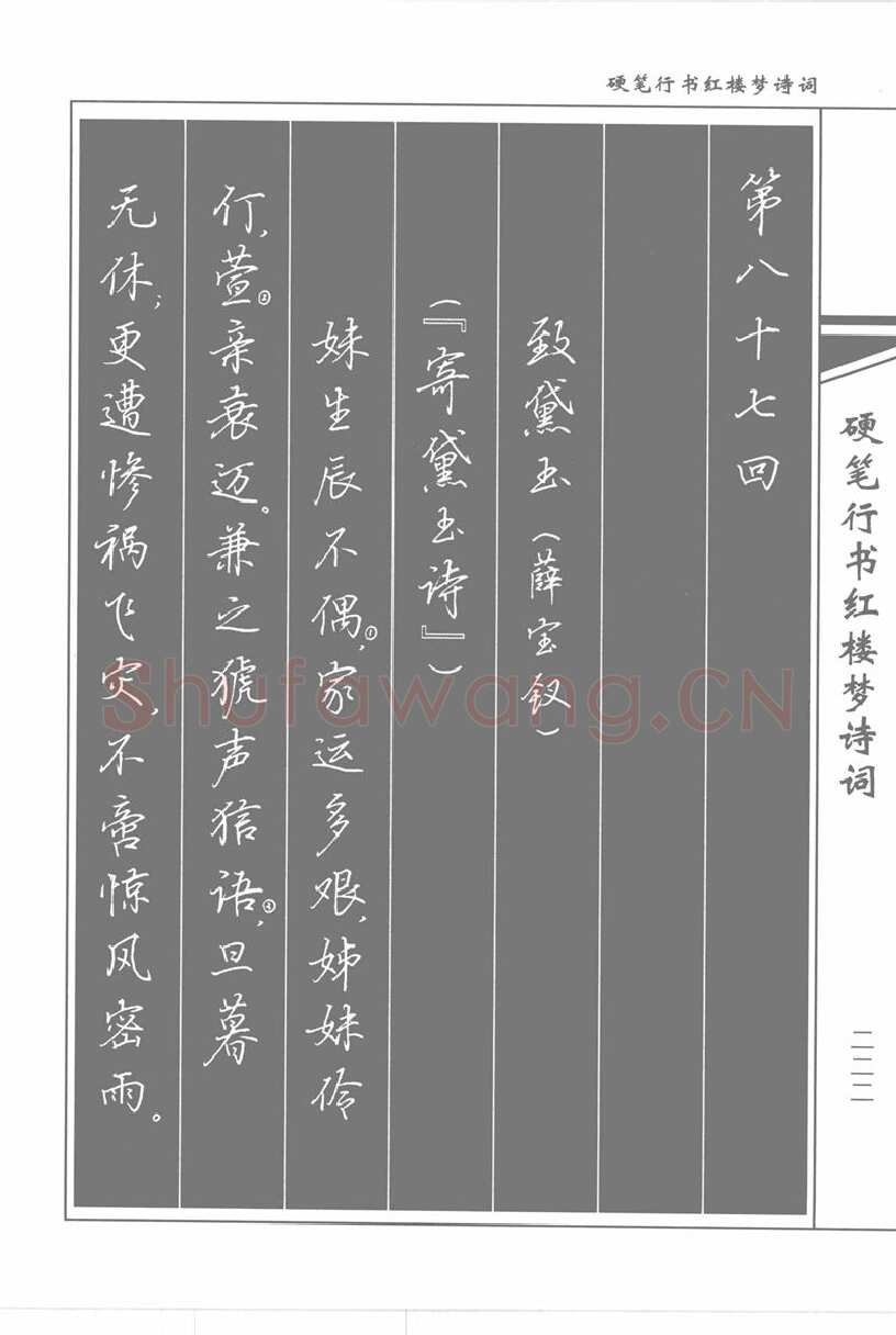 吴玉生硬笔行书字帖,摘自吴玉生硬笔行书红楼梦诗词