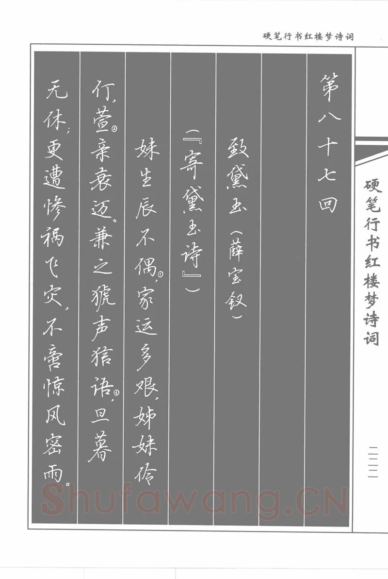 吴玉生硬笔行书字帖,摘自吴玉生硬笔行书红楼梦诗词