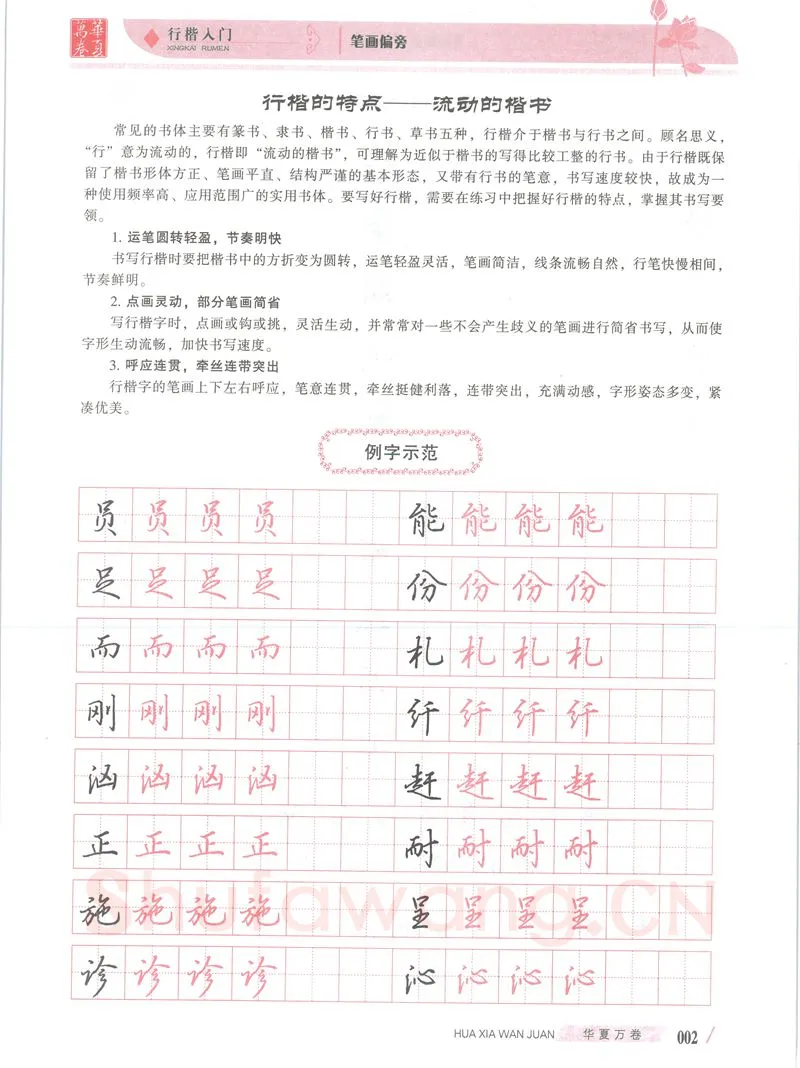 吴玉生硬笔楷书字帖,摘自吴玉生行楷入门字帖笔画偏旁
