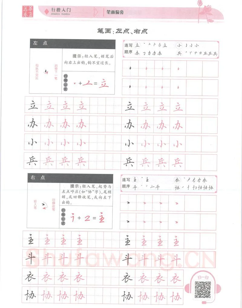 吴玉生硬笔楷书字帖,摘自吴玉生行楷入门字帖笔画偏旁