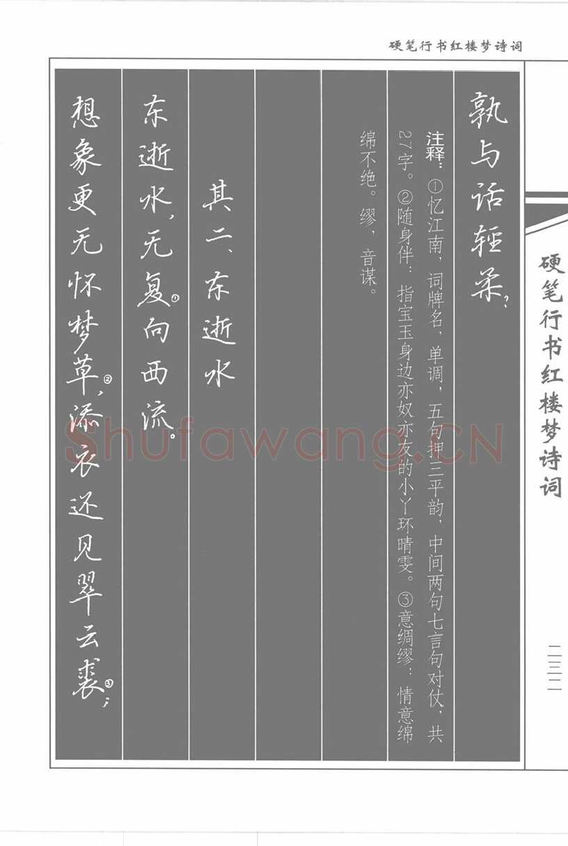 吴玉生硬笔行书字帖,摘自吴玉生硬笔行书红楼梦诗词