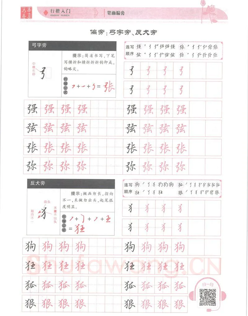 吴玉生硬笔楷书字帖,摘自吴玉生行楷入门字帖笔画偏旁