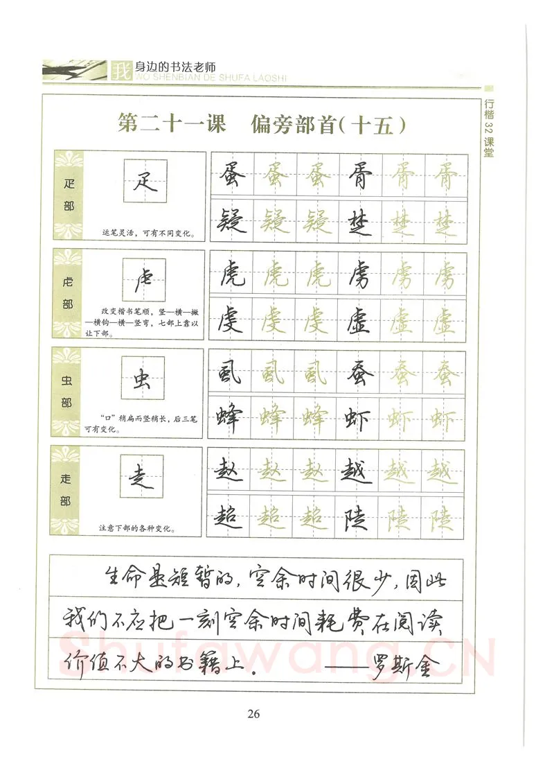 荆霄鹏硬笔硬笔字帖,摘自荆霄鹏行楷32课堂我身边的书法老师字帖