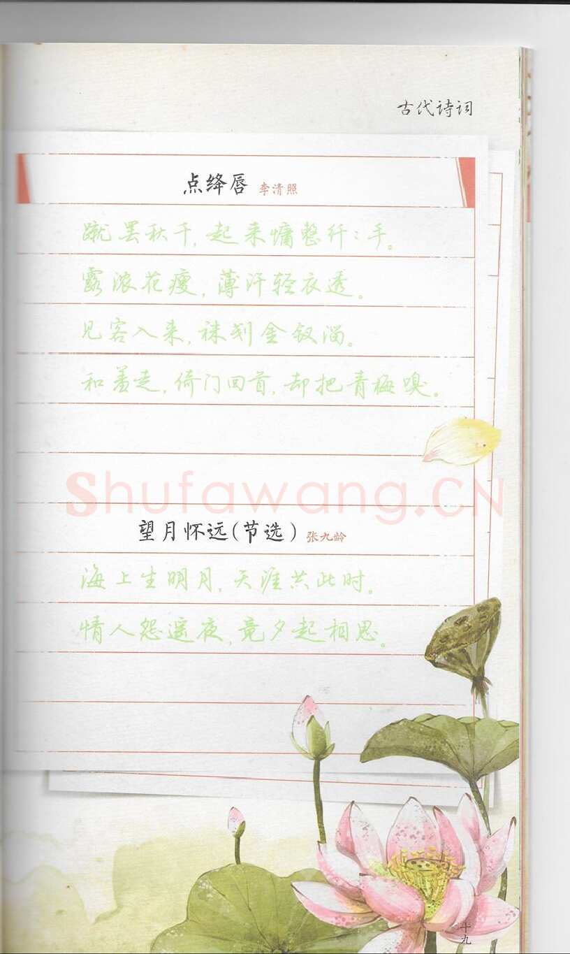 荆霄鹏硬笔行书字帖,摘自荆霄鹏习字小笺古代诗词行书字帖